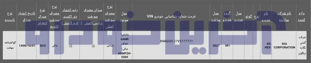کیا K5 هیبرید با زاوینا موتور به بازار ایران می آید