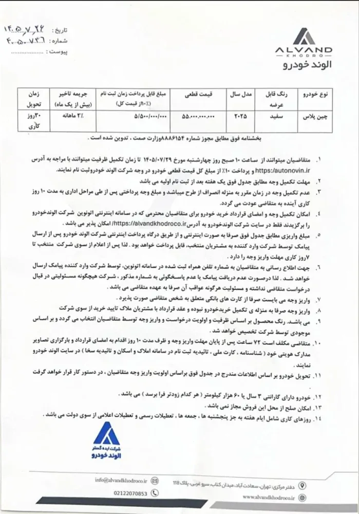 شرایط فروش چین پلاس مدل ۲۰۲۵ اعلام شد - مهر 1405